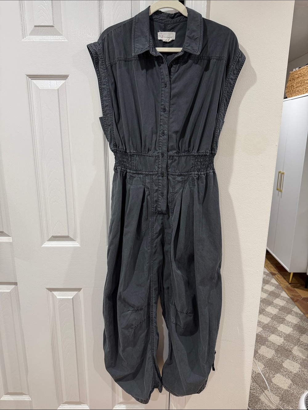 Anthropologie Dark Grey Sleeveless Utility Jumpsuit